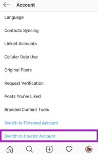 switch to a creator account